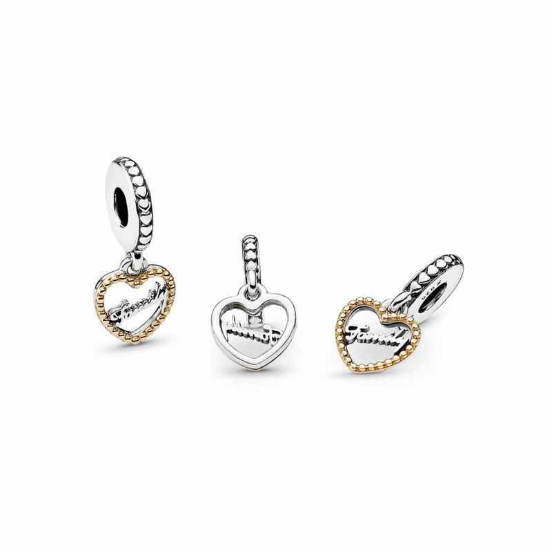 Pandora Family Script Dangle Charm NZ Sale, Two Tone (812460-YTA)